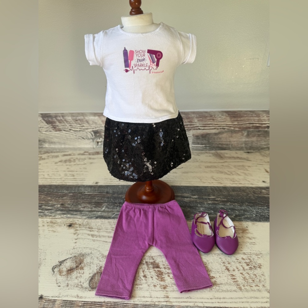 American Girl Doll Truly Me TRUE SPARKLE SALON Outfit - Complete w Shoes 2019